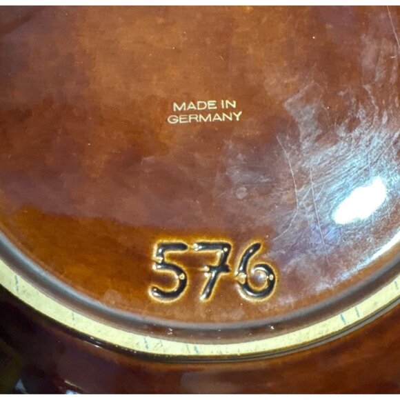 German Ceramic Decorative Bowl Floral Design & Gold Accents 13" Model #576 Vtg - Picture 9 of 12